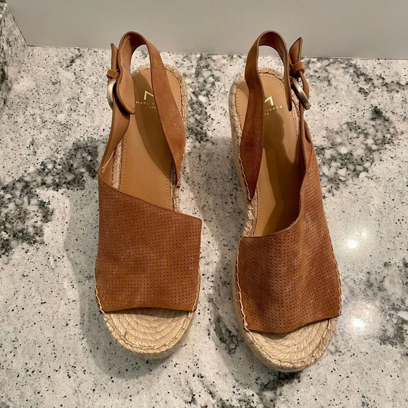 Marc Fisher Andela Sandals Suede Wedge Heel Espadrilles Brown Size 11 NEW - Picture 3 of 10